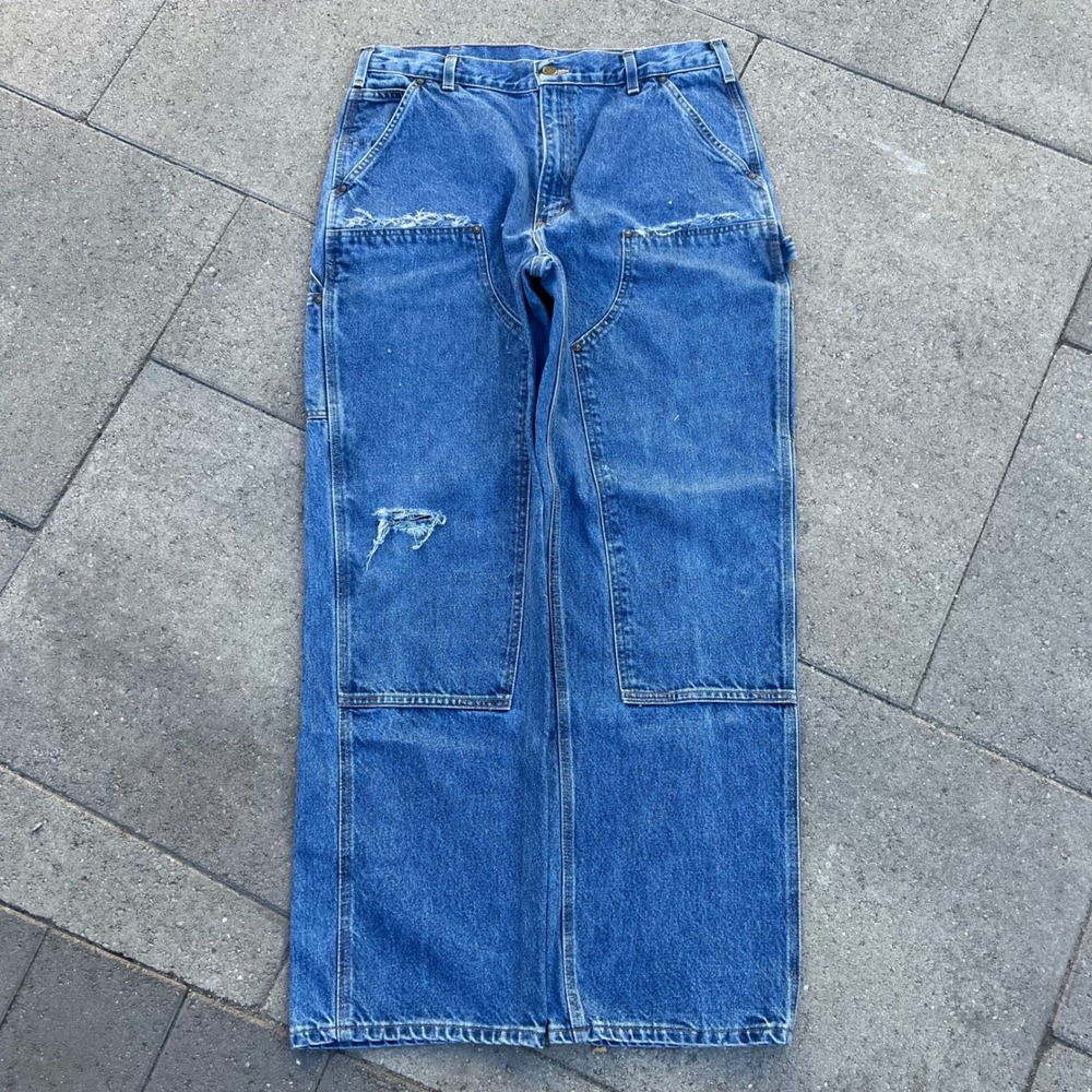 Carhartt B73-DST Loose Original Fit Double Front Logger Jeans 36x32 Distressed